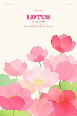 PSD 분홍색 꽃백그라운드 일러스트 수채화 연꽃 사람없음 연잎 국내일러스트 꽃 컬러 백그라운드 잎 파일형식