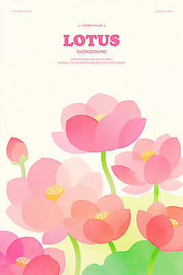 PSD 분홍색 꽃백그라운드 일러스트 수채화 연꽃 사람없음 연잎 국내일러스트 꽃 컬러 백그라운드 잎 파일형식