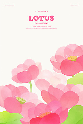 PSD 분홍색 꽃백그라운드 일러스트 수채화 연꽃 사람없음 연잎 국내일러스트 꽃 컬러 백그라운드 잎 파일형식