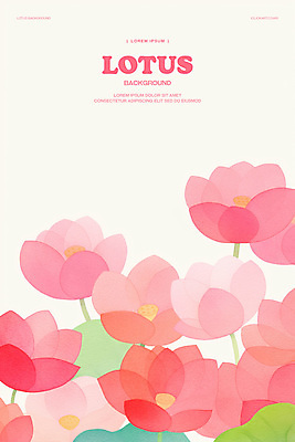 PSD 분홍색 꽃백그라운드 일러스트 수채화 연꽃 사람없음 연잎 국내일러스트 꽃 컬러 백그라운드 잎 파일형식