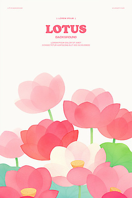 PSD 분홍색 꽃백그라운드 일러스트 수채화 연꽃 사람없음 연잎 국내일러스트 꽃 컬러 백그라운드 잎 파일형식