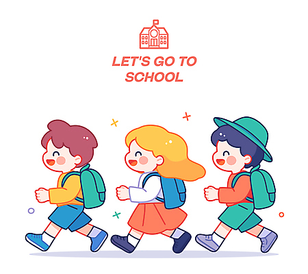 전신 학생 여자 남자 어린이 가방 일러스트 학교 책가방 미소 웃음 소녀 소년 세명 반짝임 걷기 등교 챙모자 어린이만 일러캐릭터 AI파일 캐릭터 모자_잡화 잡화 교육 모션 표정 사람 등하교 파일형식 벡터