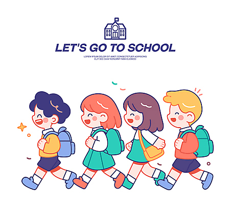 전신 학생 여자 남자 어린이 가방 일러스트 학교 책가방 미소 웃음 소녀 소년 여러명 반짝임 걷기 등교 어린이만 일러캐릭터 AI파일 캐릭터 잡화 교육 다수 모션 표정 사람 등하교 파일형식 벡터