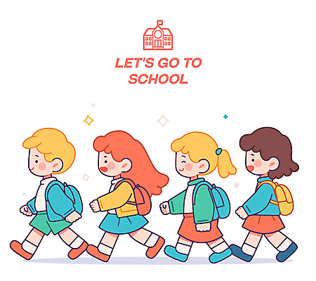 전신 학생 여자 남자 어린이 가방 일러스트 학교 책가방 미소 웃음 소녀 소년 여러명 반짝임 걷기 등교 어린이만 일러캐릭터 AI파일 캐릭터 잡화 교육 다수 모션 표정 사람 등하교 파일형식 벡터