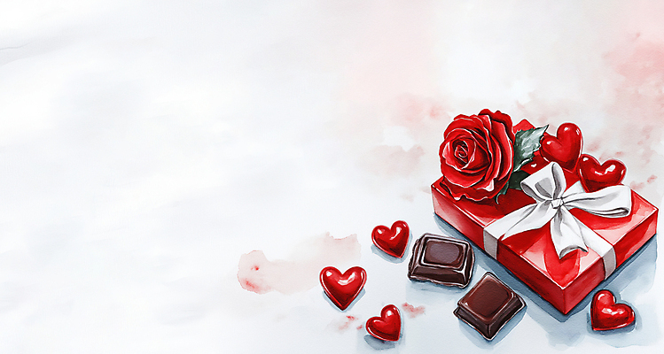 JPG 리본 일러스트 화이트데이 수채화 발렌타인데이 사람없음 빨간색 선물상자 장미 초콜릿 빈티지 카피스페이스 국내일러스트 AI일러스트 AI콘텐츠 꽃 컬러 컨셉 데이이벤트 디저트 선물 상자 공백 파일형식