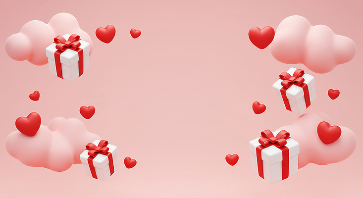 JPG 구름 편집이미지 분홍색 화이트데이 발렌타인데이 사랑 사람없음 선물상자 3D 하트 카피스페이스 편집3D AI컴퓨터그래픽 AI콘텐츠 자연요소 모양 감정 컬러 데이이벤트 선물 상자 공백 디지털합성 파일형식