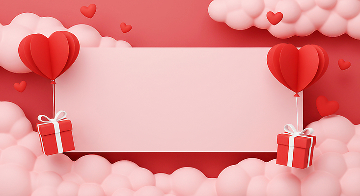 JPG 구름 편집이미지 분홍색 화이트데이 발렌타인데이 사랑 사람없음 선물상자 3D 하트 풍선 카피스페이스 편집3D AI컴퓨터그래픽 AI콘텐츠 자연요소 모양 감정 컬러 데이이벤트 선물 상자 공백 디지털합성 파일형식