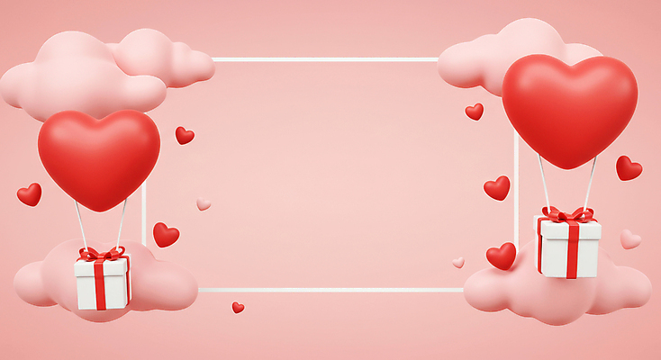 JPG 구름 편집이미지 분홍색 화이트데이 프레임 발렌타인데이 사랑 사람없음 선물상자 3D 하트 풍선 카피스페이스 편집3D AI컴퓨터그래픽 AI콘텐츠 자연요소 모양 감정 컬러 데이이벤트 선물 상자 공백 디지털합성 파일형식