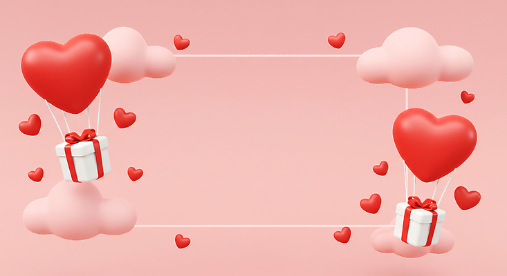 JPG 구름 편집이미지 분홍색 화이트데이 프레임 발렌타인데이 사랑 사람없음 선물상자 3D 하트 풍선 카피스페이스 편집3D AI컴퓨터그래픽 AI콘텐츠 자연요소 모양 감정 컬러 데이이벤트 선물 상자 공백 디지털합성 파일형식