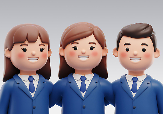 전신 PSD 편집이미지 학생 여자 남자 교복 청소년 3D캐릭터 미소 상반신 세명 친구 3D 십대만 편집3D 캐릭터 옷 관계 표정 사람 디지털합성 파일형식