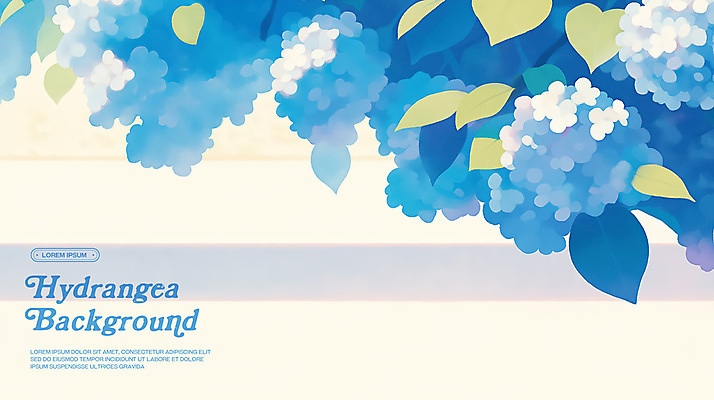 PSD 꽃백그라운드 일러스트 나뭇잎 수채화 사람없음 파란색 봄 수국 국내일러스트 계절 꽃 컬러 백그라운드 잎 파일형식