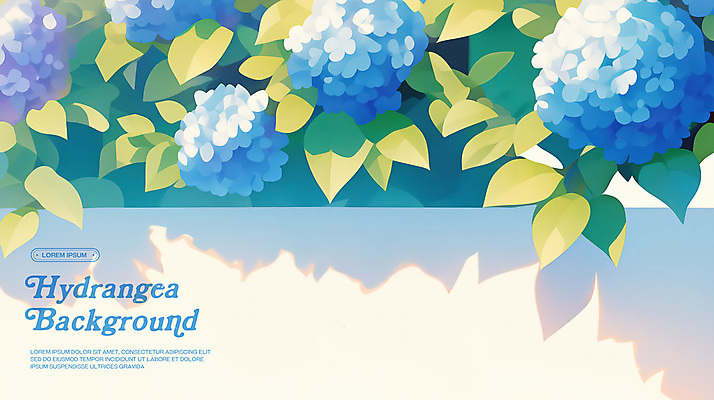PSD 꽃백그라운드 일러스트 나뭇잎 수채화 사람없음 파란색 봄 수국 국내일러스트 계절 꽃 컬러 백그라운드 잎 파일형식