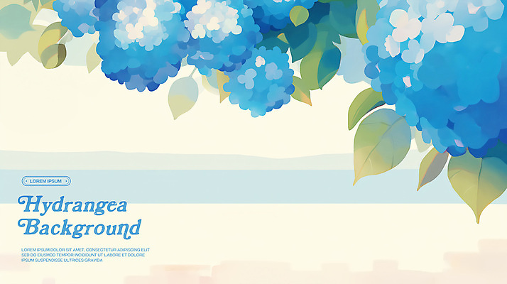 PSD 꽃백그라운드 일러스트 나뭇잎 수채화 사람없음 파란색 봄 수국 국내일러스트 계절 꽃 컬러 백그라운드 잎 파일형식