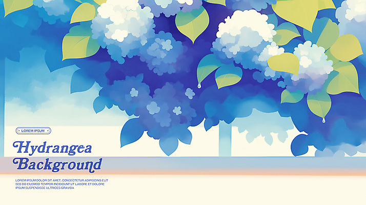 PSD 꽃백그라운드 일러스트 나뭇잎 수채화 사람없음 파란색 봄 수국 국내일러스트 계절 꽃 컬러 백그라운드 잎 파일형식