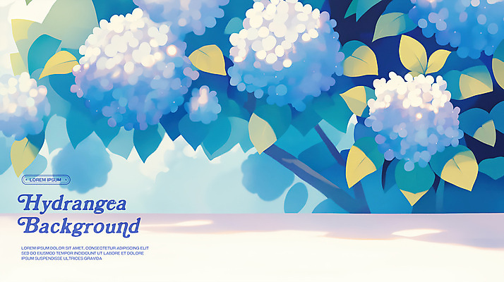 PSD 꽃백그라운드 일러스트 나뭇잎 수채화 사람없음 파란색 봄 수국 국내일러스트 계절 꽃 컬러 백그라운드 잎 파일형식