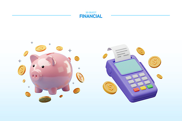 PSD 편집이미지 하늘색 사람없음 반짝임 3D아이콘 3D 동전 저축 돼지저금통 오브젝트 영수증 그라데이션 자산관리 엘리먼트 카드단말기 편집3D 아이콘 돈 모션 금융 경제 파란색 저금통 디지털합성 단말기 파일형식