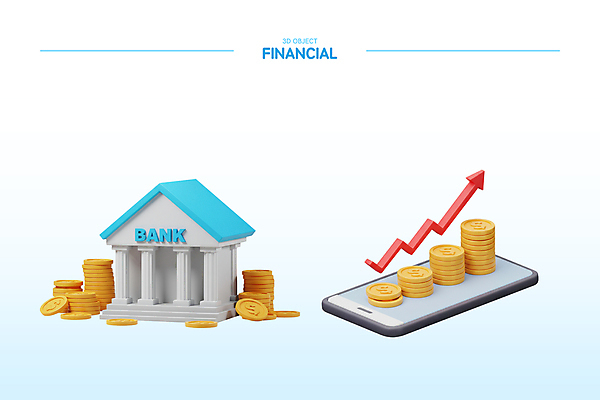 PSD 편집이미지 화살표 하늘색 사람없음 스마트폰 3D아이콘 3D 저축 오브젝트 은행 상승 그라데이션 자산관리 동전탑 엘리먼트 편집3D 아이콘 컨셉 금융 경제 파란색 핸드폰 스마트기기 쌓기 동전 디지털합성 파일형식