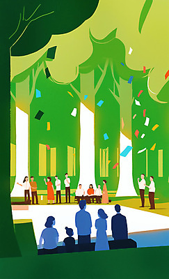 전신 PSD 나무 여자 남자 생각 일러스트 대화 앉기 여러명 성인 초록색 모임 사회 광장 꽃가루 의견 참여 성인만 국내일러스트 식물 컬러 다수 모션 말하기 사람 가루 공동체 파일형식