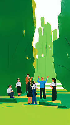 전신 PSD 나무 여자 남자 생각 일러스트 대화 서기 앉기 여러명 성인 초록색 모임 사회 광장 의견 참여 성인만 국내일러스트 식물 컬러 다수 모션 말하기 사람 공동체 파일형식