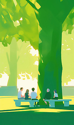 전신 PSD 나무 여자 노년 남자 생각 벤치 일러스트 대화 앉기 여러명 성인 초록색 모임 사회 광장 의견 참여 국내일러스트 식물 컬러 다수 의자 모션 말하기 사람 공동체 파일형식