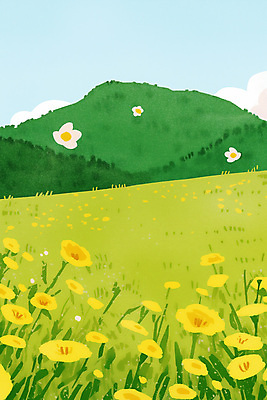 PSD 구름 여행 일러스트 하늘 산 풍경 사람없음 연두색 상쾌 오름 유채밭 국내일러스트 자연요소 감정 밭 초록색 제주도 유채 파일형식