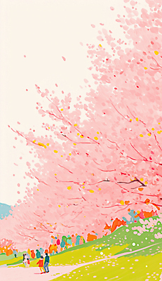JPG 전신 공원 여자 남자 꽃잎 어린이 분홍색 일러스트 바람 수채화 잔디 여러명 성인 봄풍경 벚나무 군중 감성 흩날리기 국내일러스트 AI일러스트 AI콘텐츠 자연요소 나무 식물 공공시설 꽃 컬러 다수 컨셉 모션 날씨 사람 풍경 봄 벚꽃 파일형식