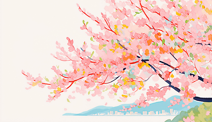 JPG 공원 호수 분홍색 일러스트 수채화 사람없음 봄풍경 도시 벚나무 산등성이 감성 국내일러스트 AI일러스트 AI콘텐츠 나무 공공시설 컬러 컨셉 산 풍경 봄 벚꽃 파일형식