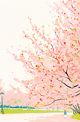 JPG 전신 공원 남자 꽃잎 길 분홍색 가로등 일러스트 수채화 한명 성인 봄풍경 벚나무 감성 성인남자한명만 국내일러스트 AI일러스트 AI콘텐츠 나무 1 공공시설 꽃 컬러 컨셉 사람 풍경 봄 벚꽃 남자한명만 성인남자만 파일형식