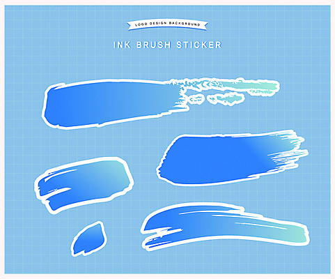 스티커 일러스트 붓터치 잉크 사람없음 파란색 거친 오브젝트 그라데이션 엘리먼트 국내일러스트 AI파일 컬러 파일형식 벡터