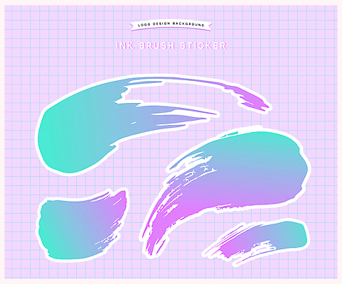 스티커 일러스트 붓터치 잉크 사람없음 보라색 거친 오브젝트 그라데이션 민트색 엘리먼트 국내일러스트 AI파일 컬러 파일형식 벡터
