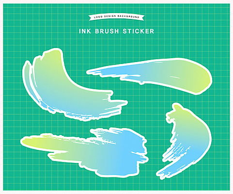 스티커 일러스트 붓터치 잉크 사람없음 초록색 거친 오브젝트 그라데이션 엘리먼트 국내일러스트 AI파일 컬러 파일형식 벡터