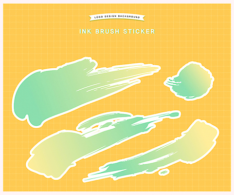 스티커 일러스트 붓터치 잉크 사람없음 노란색 거친 오브젝트 그라데이션 엘리먼트 국내일러스트 AI파일 컬러 파일형식 벡터