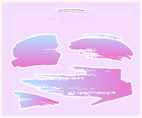 스티커 일러스트 붓터치 잉크 사람없음 보라색 거친 오브젝트 그라데이션 엘리먼트 국내일러스트 AI파일 컬러 파일형식 벡터