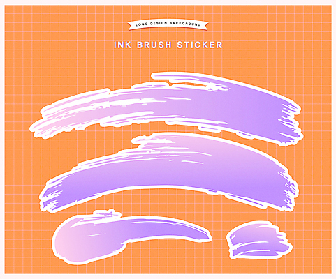 스티커 일러스트 붓터치 잉크 사람없음 보라색 주황색 거친 오브젝트 그라데이션 엘리먼트 국내일러스트 AI파일 컬러 파일형식 벡터