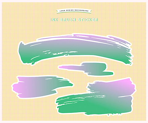 스티커 일러스트 붓터치 잉크 사람없음 초록색 거친 오브젝트 그라데이션 엘리먼트 연노랑색 국내일러스트 AI파일 컬러 노란색 파일형식 벡터