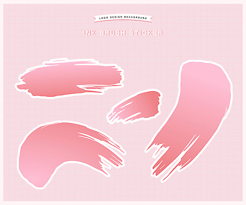 분홍색 스티커 일러스트 붓터치 잉크 사람없음 거친 오브젝트 그라데이션 엘리먼트 국내일러스트 AI파일 컬러 파일형식 벡터