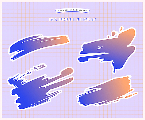 스티커 일러스트 붓터치 잉크 사람없음 보라색 거친 오브젝트 그라데이션 엘리먼트 국내일러스트 AI파일 컬러 파일형식 벡터