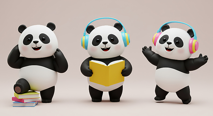 JPG 편집이미지 3D캐릭터 웃음 들기 사람없음 3D 손들기 헤드셋 회색 판다 읽기 다리들기 책더미 편집3D AI컴퓨터그래픽 AI콘텐츠 캐릭터 컬러 음향기기 곰 모션 표정 책 헤드폰 디지털합성 무더기 파일형식