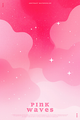 PSD 구름 별 분홍색 백그라운드 일러스트 추상 수채화 사람없음 반짝임 웨이브 번짐 키치 국내일러스트 자연요소 컬러 컨셉 무늬 모션 파일형식 효과