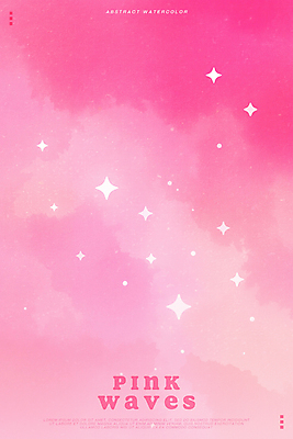 PSD 구름 별 분홍색 백그라운드 일러스트 추상 수채화 사람없음 반짝임 웨이브 번짐 키치 국내일러스트 자연요소 컬러 컨셉 무늬 모션 파일형식 효과