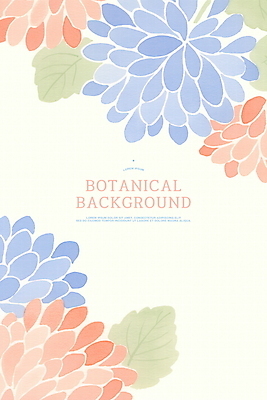 PSD 꽃 잎 일러스트 수채화 사람없음 파란색 주황색 부드러움 카피스페이스 보테니컬아트 국내일러스트 식물 컬러 공백 감각 파일형식