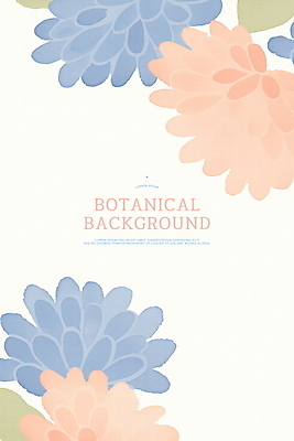 PSD 꽃 일러스트 수채화 사람없음 파란색 주황색 부드러움 카피스페이스 보테니컬아트 국내일러스트 식물 컬러 공백 감각 파일형식