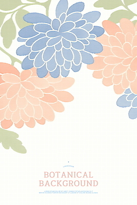 PSD 꽃 잎 일러스트 수채화 사람없음 파란색 주황색 부드러움 카피스페이스 보테니컬아트 국내일러스트 식물 컬러 공백 감각 파일형식