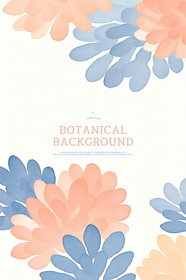PSD 꽃 일러스트 수채화 사람없음 파란색 주황색 부드러움 카피스페이스 보테니컬아트 국내일러스트 식물 컬러 공백 감각 파일형식