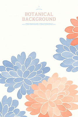 PSD 꽃 일러스트 수채화 사람없음 파란색 주황색 부드러움 카피스페이스 보테니컬아트 국내일러스트 식물 컬러 공백 감각 파일형식