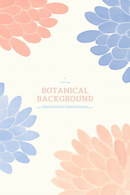 PSD 꽃 일러스트 수채화 프레임 사람없음 파란색 주황색 부드러움 카피스페이스 보테니컬아트 국내일러스트 식물 컬러 공백 감각 파일형식