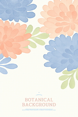 PSD 꽃 잎 일러스트 수채화 사람없음 파란색 주황색 부드러움 카피스페이스 보테니컬아트 국내일러스트 식물 컬러 공백 감각 파일형식