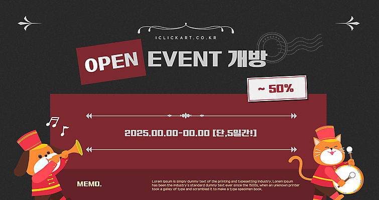 템플릿 모자 음표 들기 이벤트 사람없음 빨간색 고양이 악단 강아지 불기 나팔 북 북채 50% 오픈행사 이미지템플릿 AI파일 기호 잡화 악기 음악 컬러 포유류 모션 타악기 반려동물 오픈 퍼센트 개 파일형식 벡터