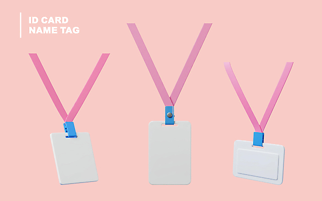 PSD 편집이미지 분홍색 사람없음 3D 이름표 오브젝트 사원증 편집3D 컬러 비즈니스 디지털합성 파일형식