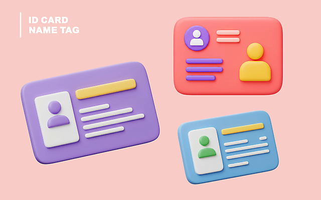 PSD 편집이미지 분홍색 사람없음 3D 이름표 오브젝트 신분증 편집3D 컬러 디지털합성 증명서 파일형식